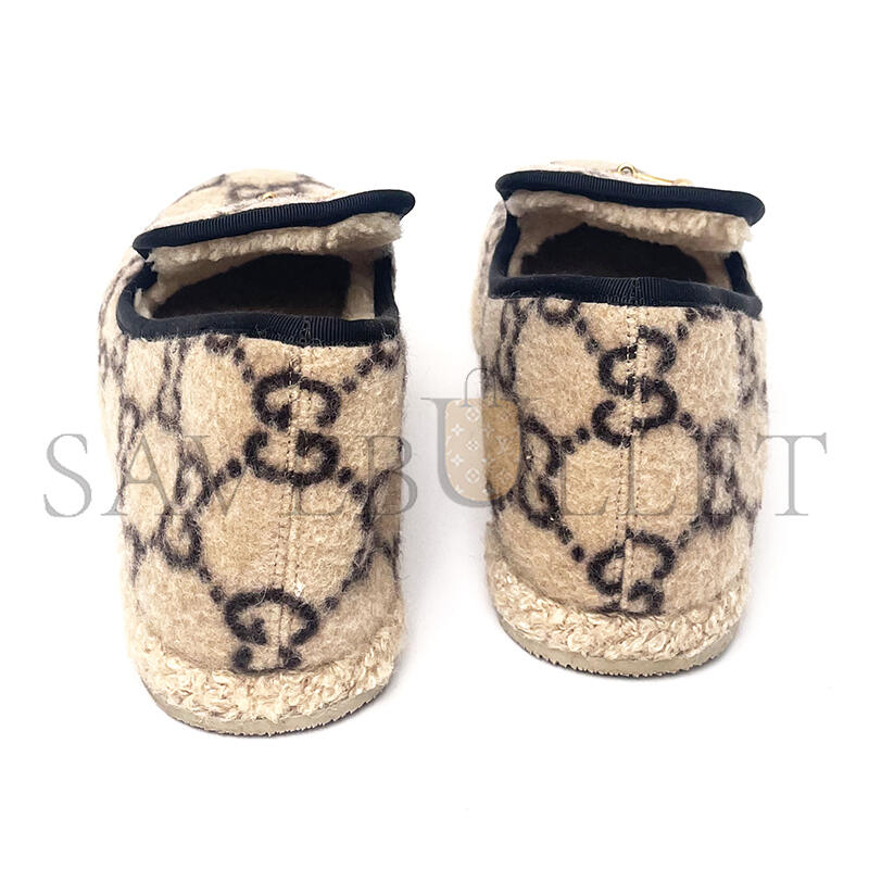GUCCI MONOGRAM WOOL LOAFERS 